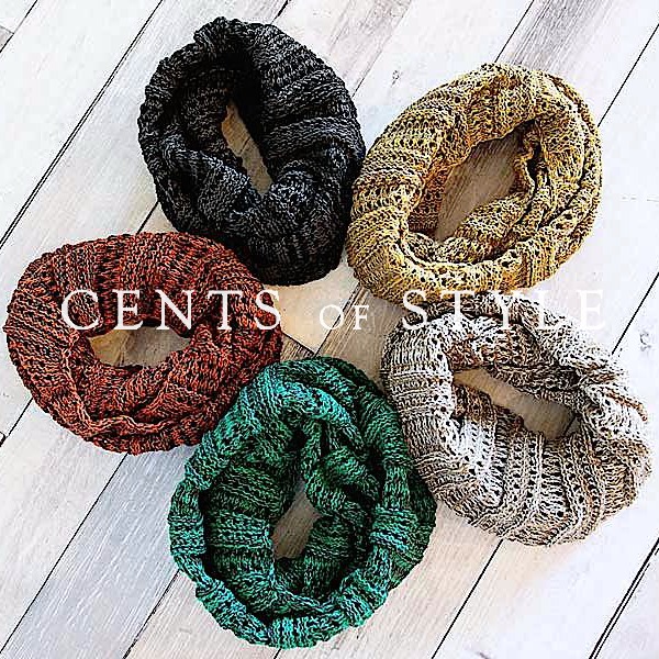 IMAGE: Knit Infinity Scarf- $9.95 & FREE SHIPPING w/ Code KCL100, +FREE Earrings