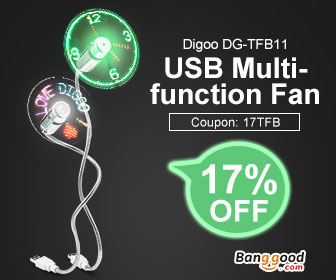 17% OFF Digoo DG-TFB11 Mini Multifunctional Fan & Real Time LED Clock from BANGGOOD TECHNOLOGY CO., LIMITED