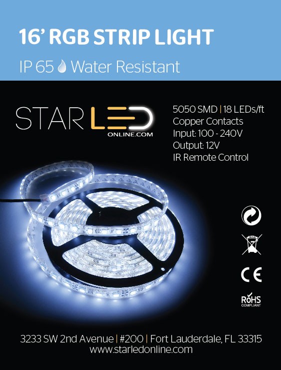 16' RGB Strip Light IP65 | Water Resistant