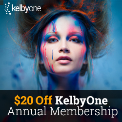 $20 off annual membership. KelbyOne Online Photography, Photoshop, and Lightroom Classes.