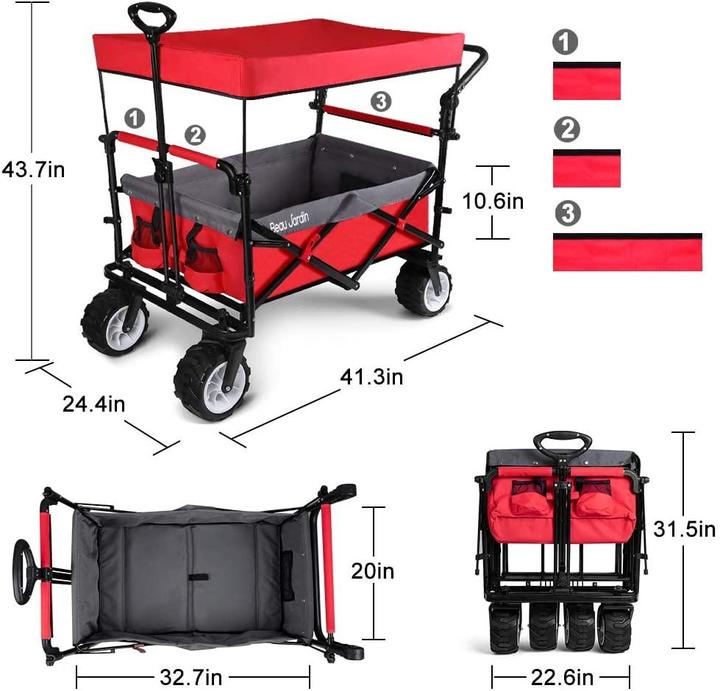 $11 OFF BEAU JARDIN Folding Push Pull Wagon Collapsible Cart