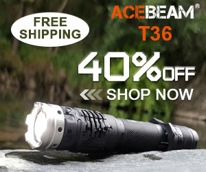 Acebeam Flash Sale 40% off + Free Shipping T36 Rechargeable Tactical Flashlight