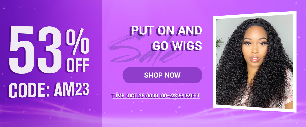 Headband Wigs:Up to 53% off,Code:AM23,Time(Oct.25 00:00:00-25 23:59:59)