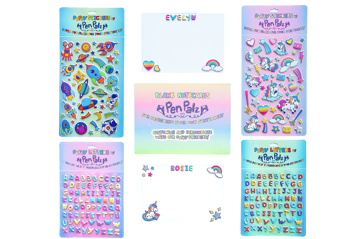 Design your own custom puffy stationery!  Grab a blank notecard, add puffy flair, personalize with your name…and always send with love. 