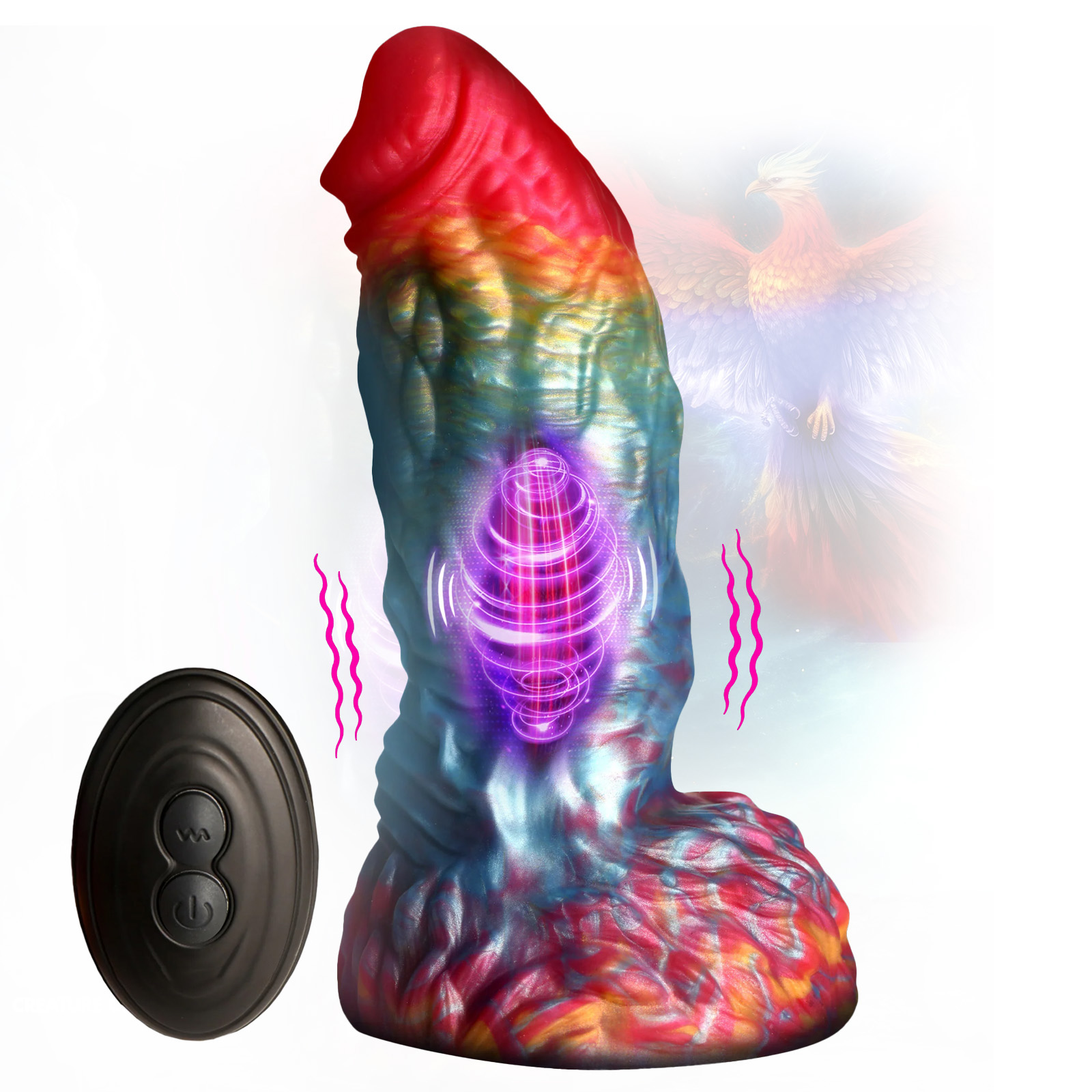 Ltd - 15% Creature Cocks Rainbow Phoenix Vibrating Dildo with Remote