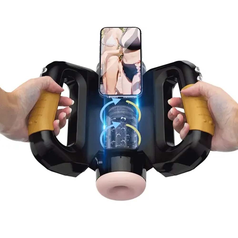 Ltd - 25% Automatic Thrusting Male Masturbator Stroker with Handle & Phone Holder