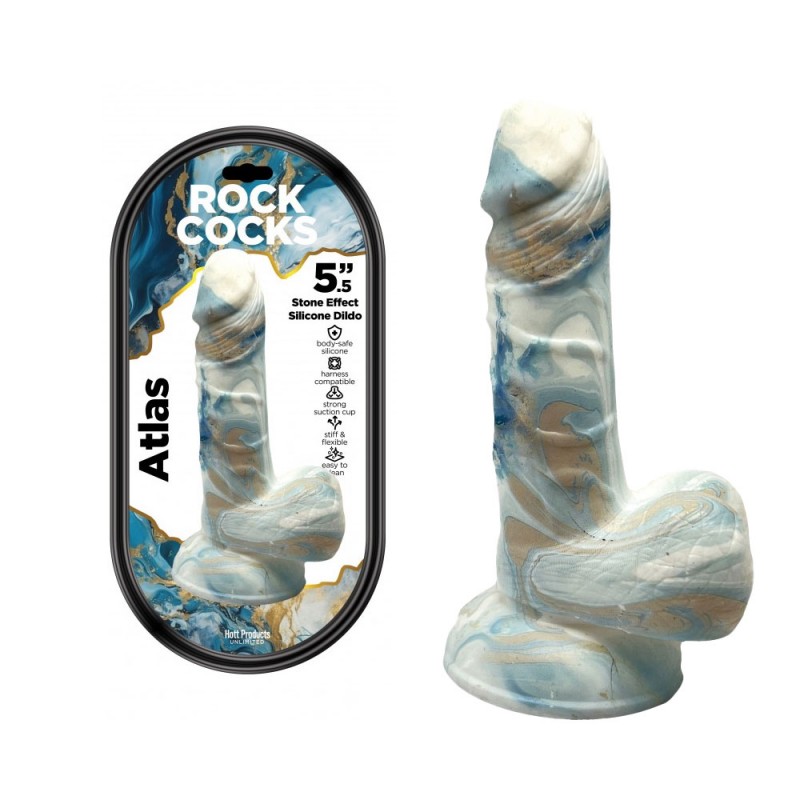 Ltd - 15% Rock Cocks – Atlas Marble Silicone Dildo 5.5 In with Suction Cup