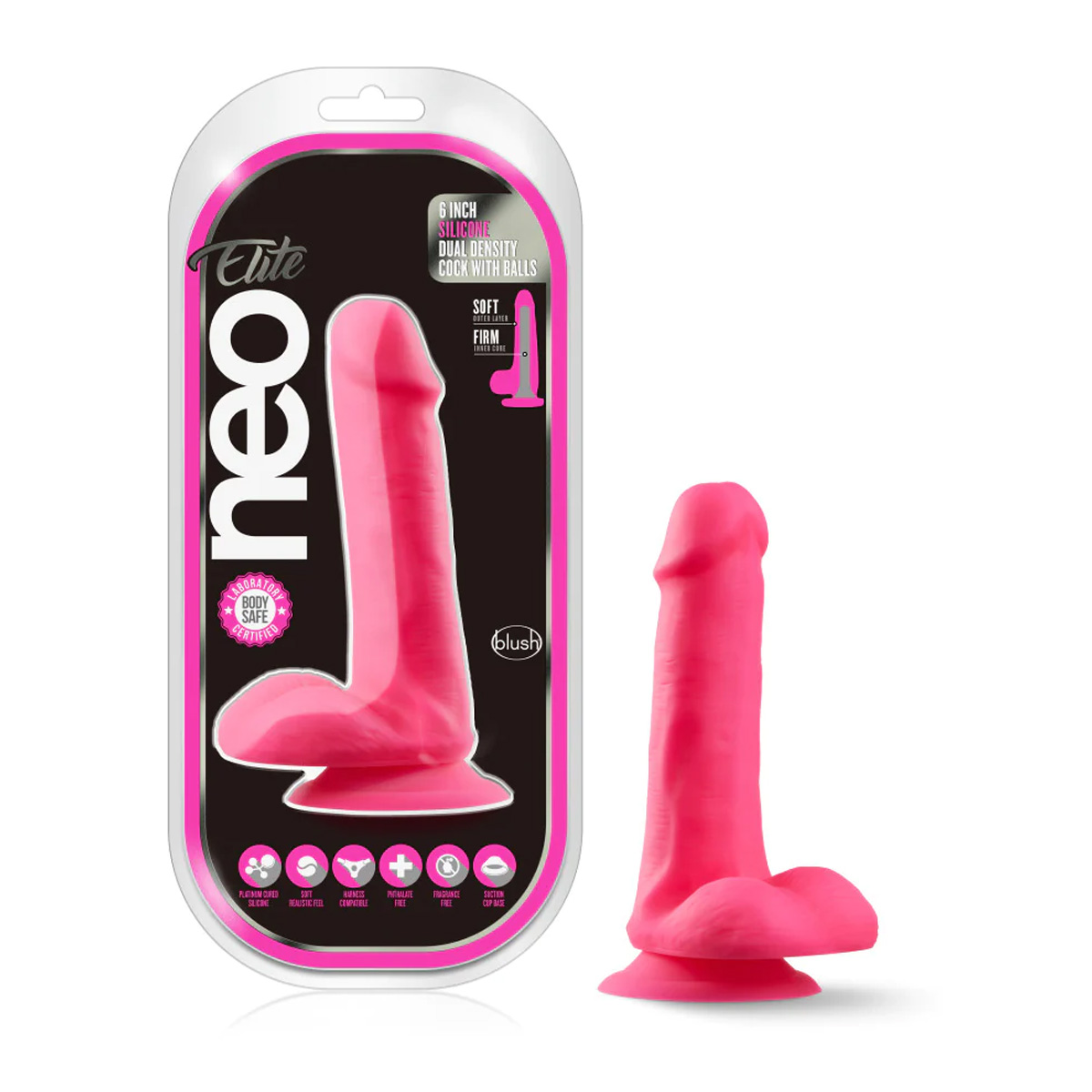 Ltd - 15% Blush Neo Elite Pink 6.5 Inch Long Suction Cup Dildo