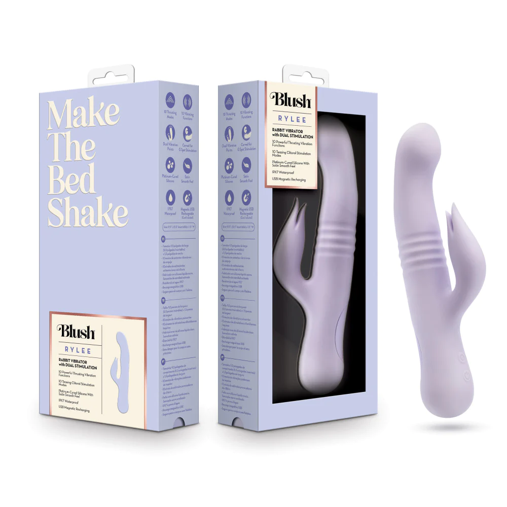 Ltd - 20% Blush Rylee Rabbit Thrusting Vibrator Clit Stimulator