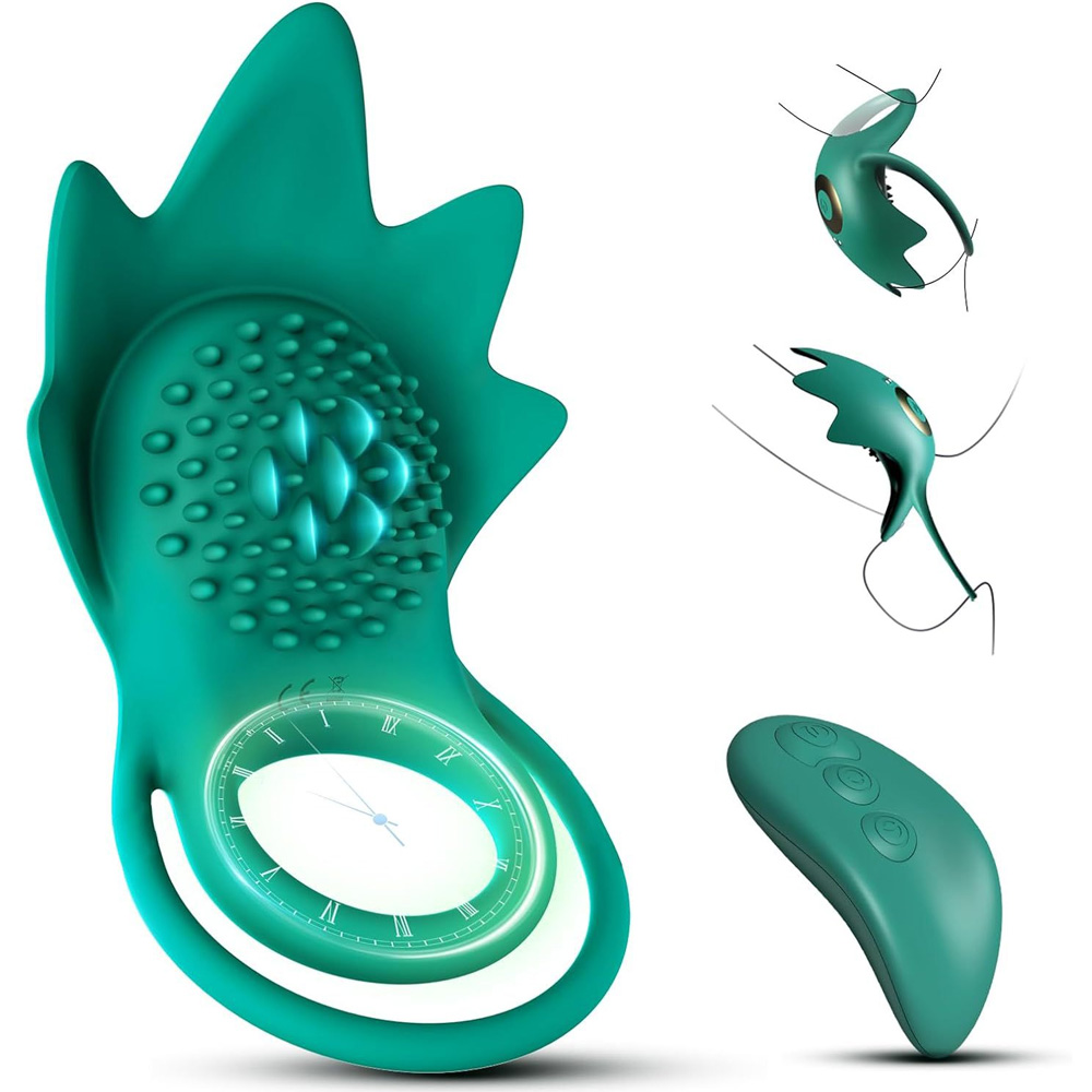 Ltd - 15% Double Cock Ring Vibrator Rose Clit Stimulator with Remote