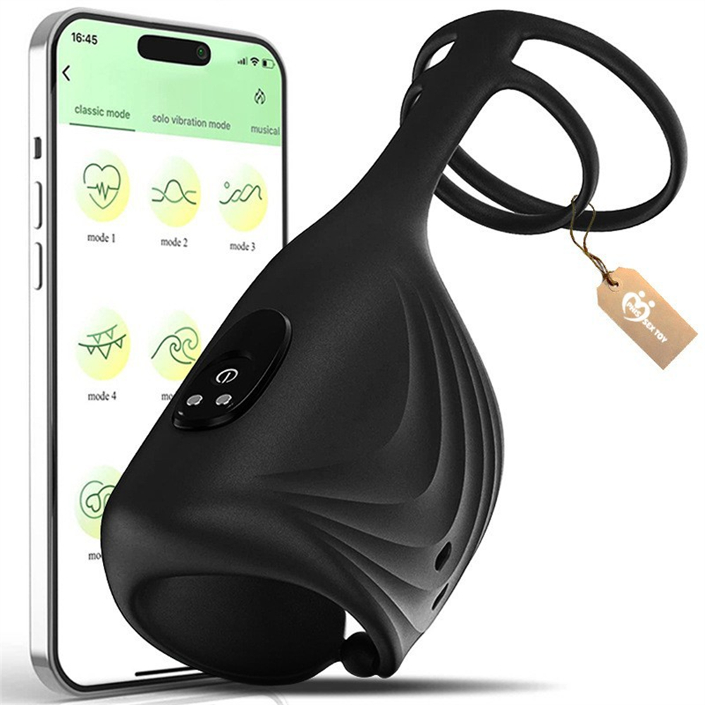 Ltd - 10% Cock Ring Vibrator Penis Trainer Male Sex Toy with APP Control