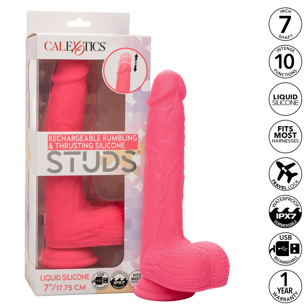 Ltd - 20% CalExotics Studs Rumbling & Thrusting Dildo with Suction Cup