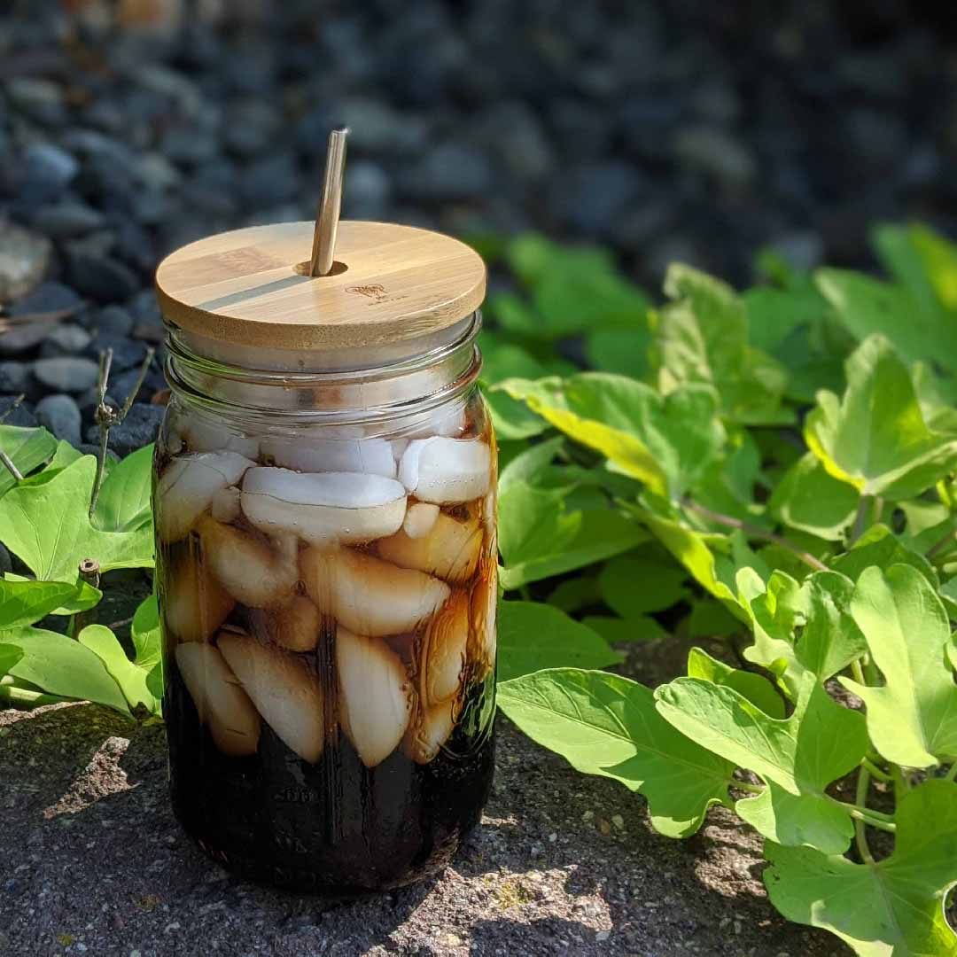 Bamboo Mason Jar Drink Lids with silicone gasket