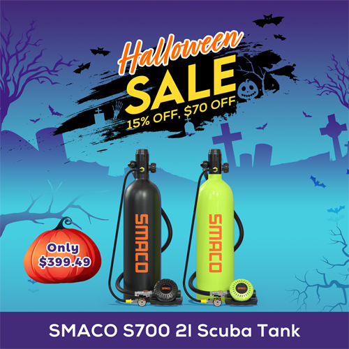  15% OFF, Save $70 for SMACO S700 2 liter diving tank, Only $399.49 to get with coupon: FALL15OFF at smacodive.com