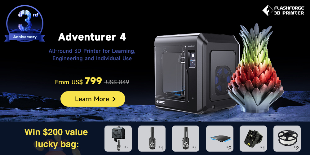 Flashforge's easiest and powerful 3d printers for everyone. Get an extra $200 value lucky bag.