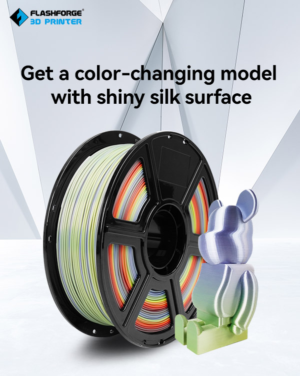 Get a color-changing 3D printed model with shiny silk surface