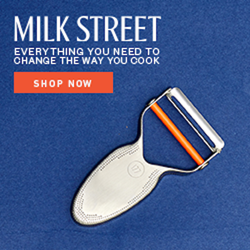 One of the eight picks: actual Milk Street Precision Peeler in the complete approved merchant photo banner