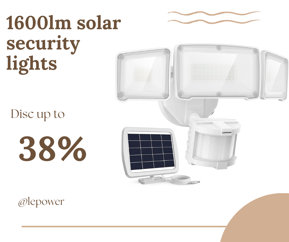 38% off on lepower 1600lm solar security lights