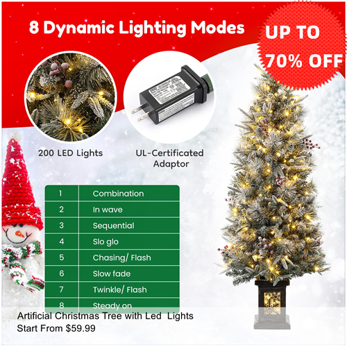 UP TO 70% OFF GARVEE Artificial Christmas Tree with led lights, Xmas Pine Tree for Christmas Decoration,Yard,Home,Office,Outdoor,Indoor 