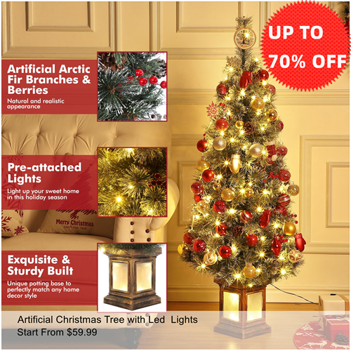 UP TO 70% OFF GARVEE Artificial Christmas Tree with led lights, Xmas Pine Tree for Christmas Decoration,Yard,Home,Office,Outdoor,Indoor 