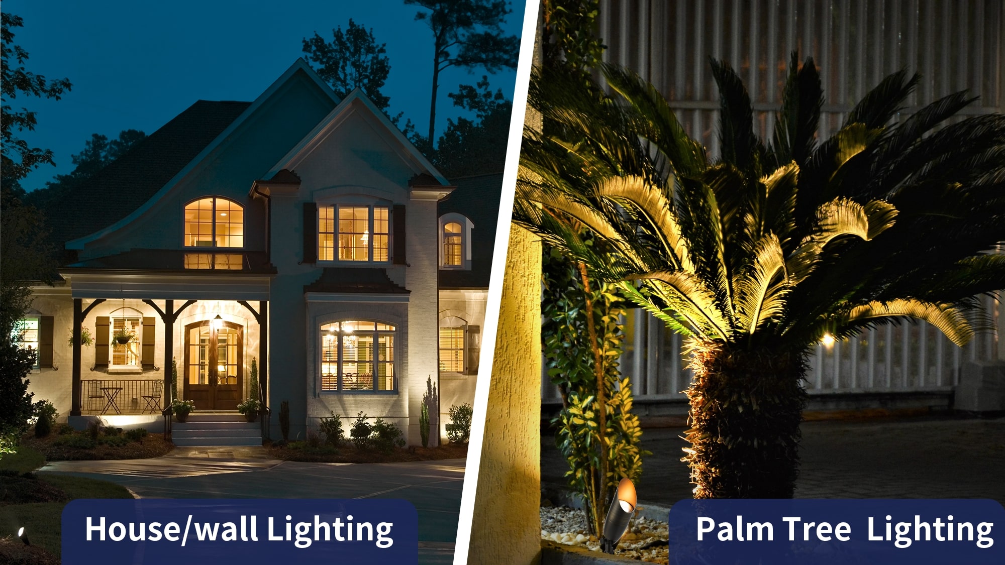 Modern outdoor lighting with LED spotlights.
