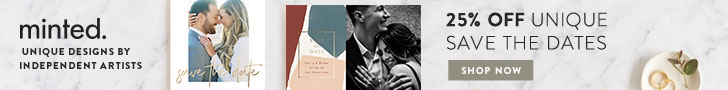 Unique artist designed custom Save the Dates 25% off.