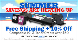 Free Shipping + 10% Off Ink & Toner Orders Over $50 (excludes OEMs)
