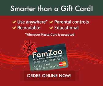 A FamZoo Prepaid Card: the Smart Way to Give Kids and Teens Money for the Holidays.