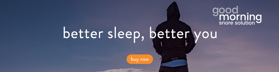 "Stop snoring, better sleep, better you" Good Morning Snore Solution banner on Simply Good Sleep blog