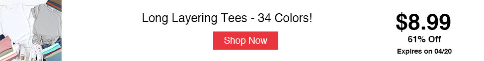 Groopdealz Hot List Long Layering Tees - 34 Colors!