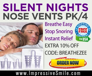 Save $15.40 on Silent Nights - Nose Vents PK/4 Stop Snoring Solution – Instant Relief. For limited time - Use code: BREATHEZEE for additional 10% off