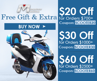 Free Gloves &amp;amp; Extra $20 Off for Orders $700+Coupon: SCOOTER20; $30 Off for Orders $1000+Coupon: SCOOTER30; $60 Off for Orders $2500+Coupon: SCOOTER60 for All Scooters. Buy now!