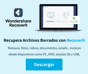 Descargar Wondershare Recoverit para recuperar archivos borrados de PC, disco duro, USB y tarjetas SD