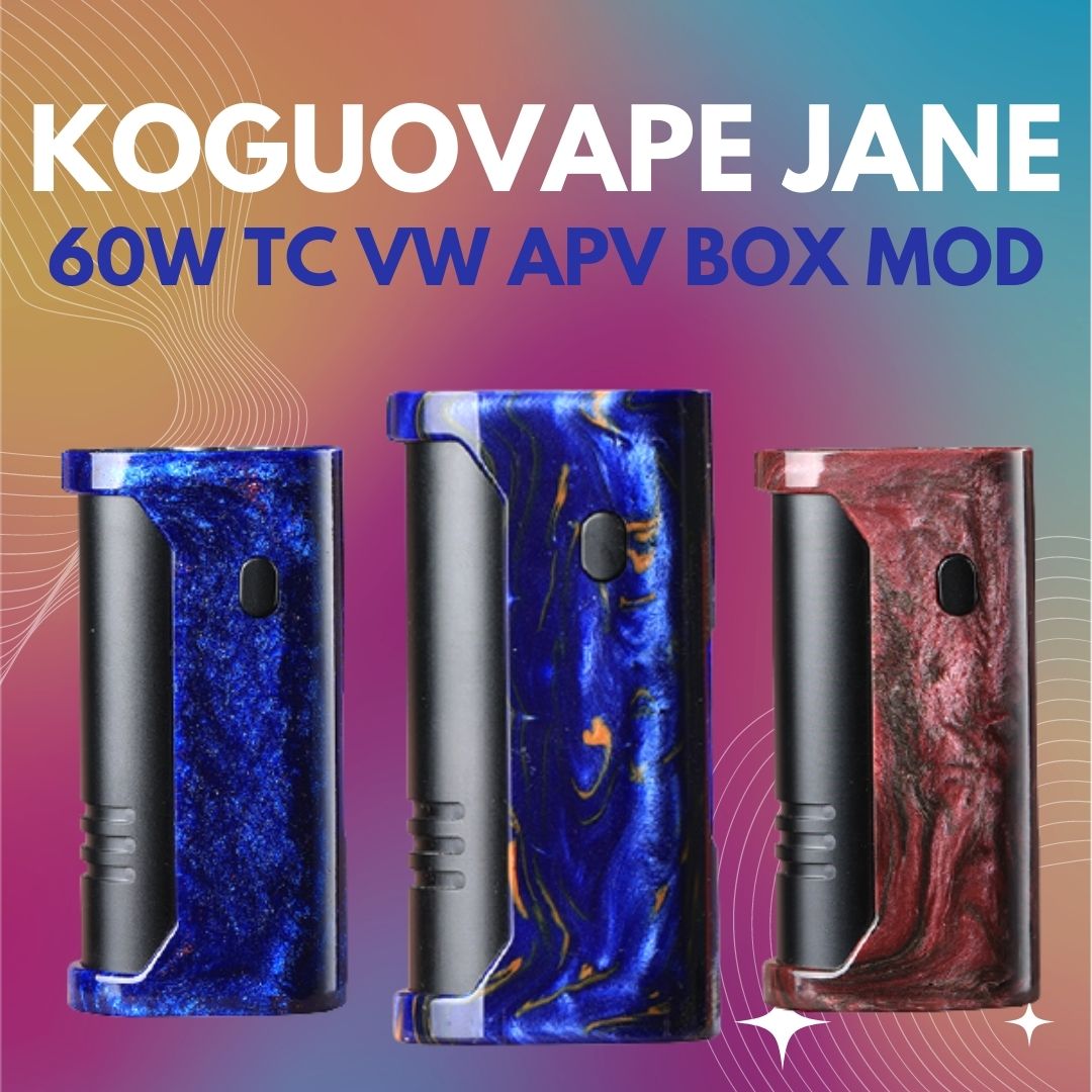 Authentic Koguovape Jane 60W TC VW APV Box Mod 1-60W / 1*18650 / 200-600'F(100-315'C) / resin + stainless steel