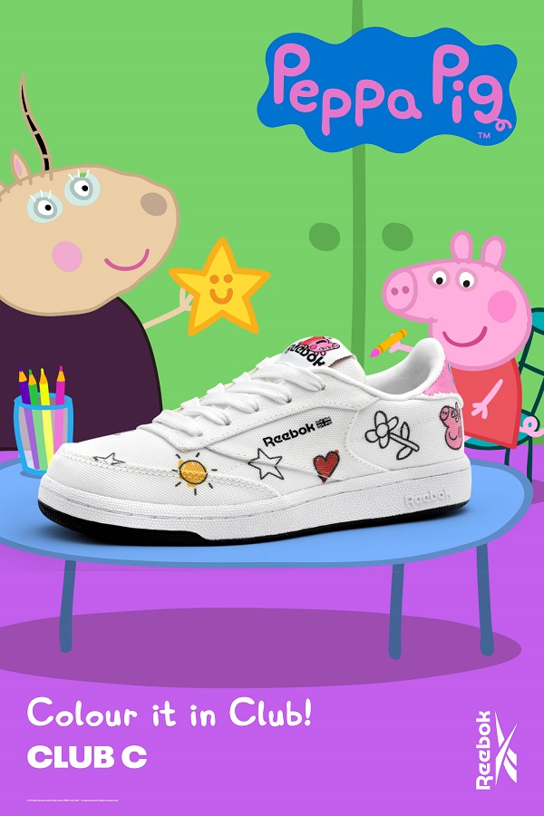 REEBOK X PEPPA PIG: Embrace your inner Peppa, George, and Teddy in a selection of oinktastic designs.