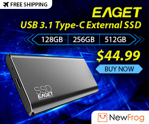 Eaget USB 3.1 Type C External SSD, $44.99 Now