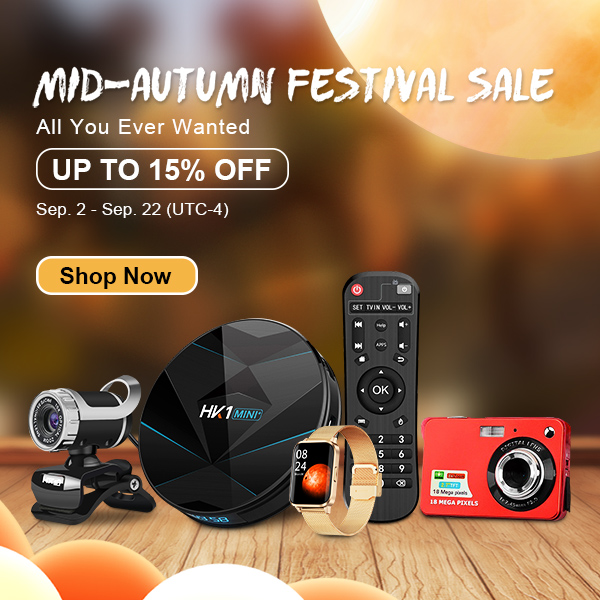 Mid-Autumn Festival Sale, up to 15% off, valids from Sep. 2 to Sep. 22