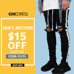Ericdress Men's Bottoms $15 off $99, Code: fly15