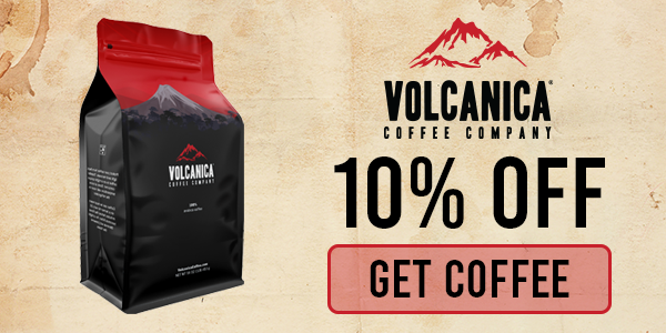 Volcanica coffee ad banner offer 10% off