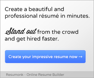 Create a beautiful and professional resume with Resumonk in minutes