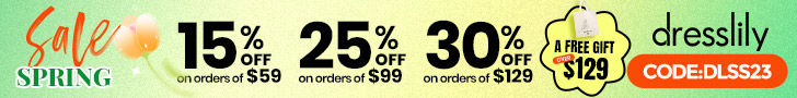 dresslily spring sale!Buy$59 Get15%off,Buy$99 Get25%off,Buy$129 Get30%off!