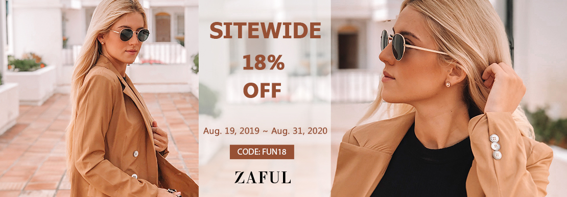 Extra 18% off sitewide at ZAFUL Code: FUN18 Expire: 8/31, 2020