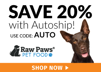 Save 20% on Autoship with code AUTO at RawPawsPetFood.com