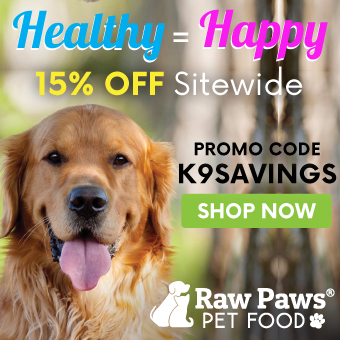 Save 15% at Raw Paws Pet Food. Use promo: K9SAVINGS