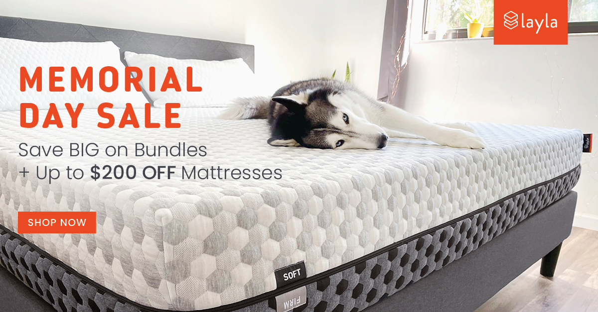 Memorial Day Sale: Save $200 on Layla Hybrid Mattress. Get Kapok Pillows, Comforter, and Bamboo Sheets for free. Limited time offer.