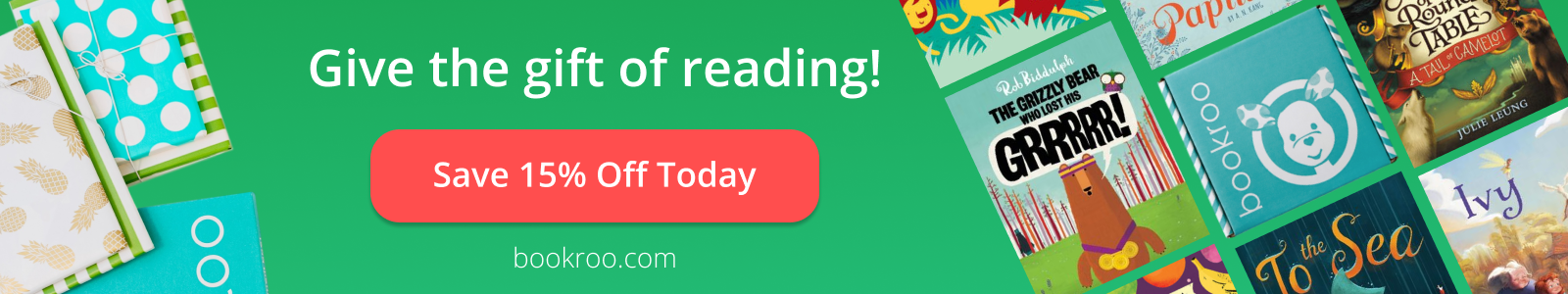 Give the gift of reading! Save 15% off today! bookroo.com kids subscription