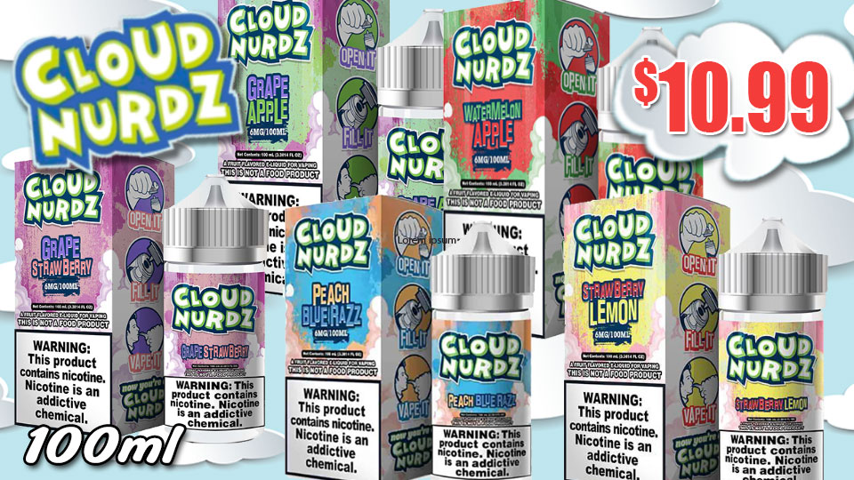 Cloud Nurdz 100ml $10.99 ejuice connect