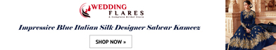 Impressive Blue Italian Silk Designer Salwar Kameez