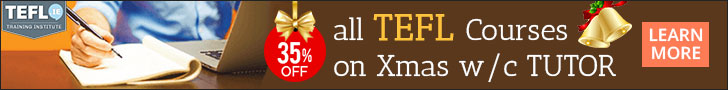 35% OFF all TEFL Courses on Xmas w/c TUTOR