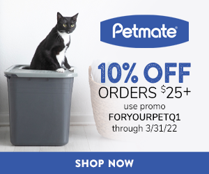10% Off Orders $25+ with code FORYOURPETQ1 at Petmate.com 1/1-3/31/22.